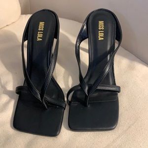 Miss Lola Black Strappy Heels